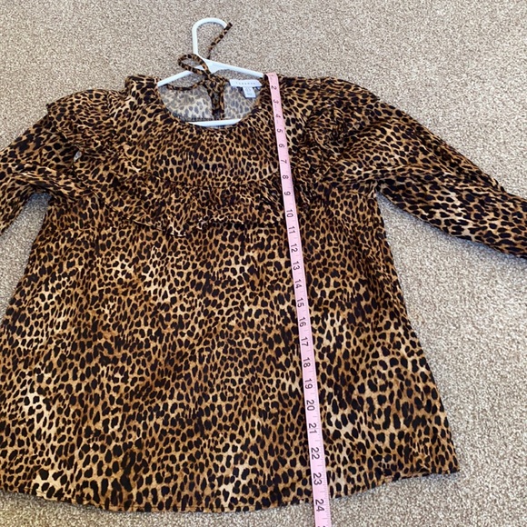 TOPSHOP Women’s Ruffled Leopard Print Long Sleeve Top Size 4 EUC - Picture 4 of 11